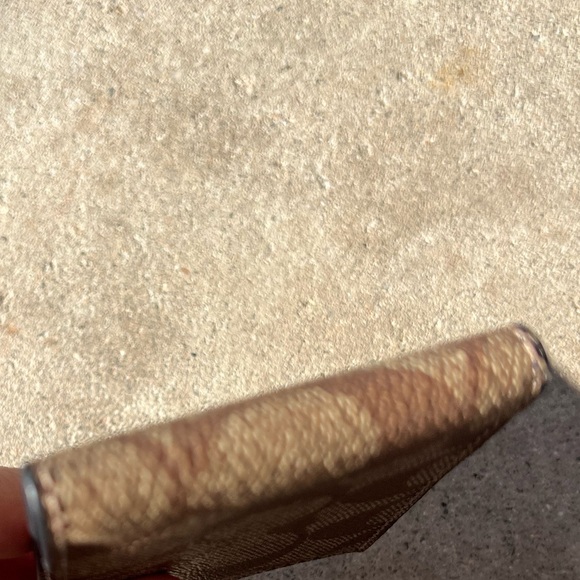 Coach Slim Clip Billfold Card Hold Wallet Brown Classic Canvas Blue Leather - Picture 6 of 12